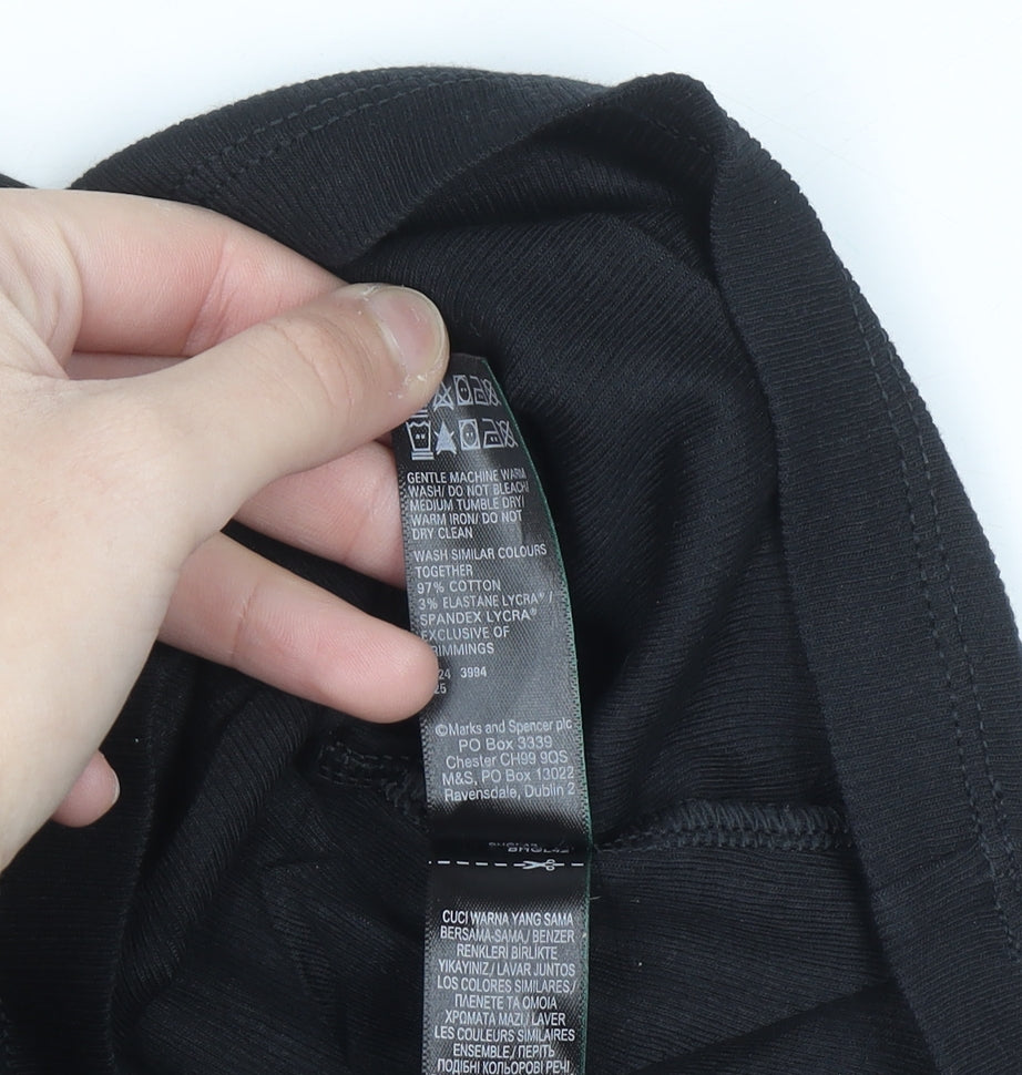 Marks and Spencer Womens Black Cotton Stretch Tank Top Size 4