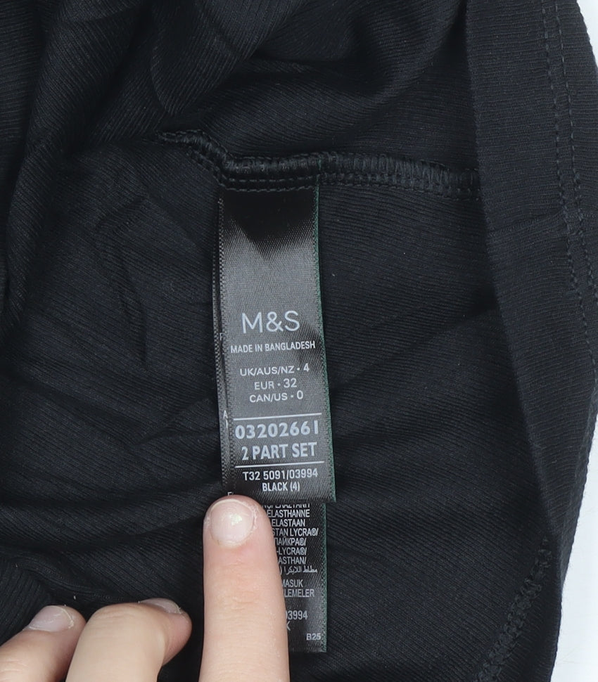Marks and Spencer Womens Black Cotton Stretch Tank Top Size 4