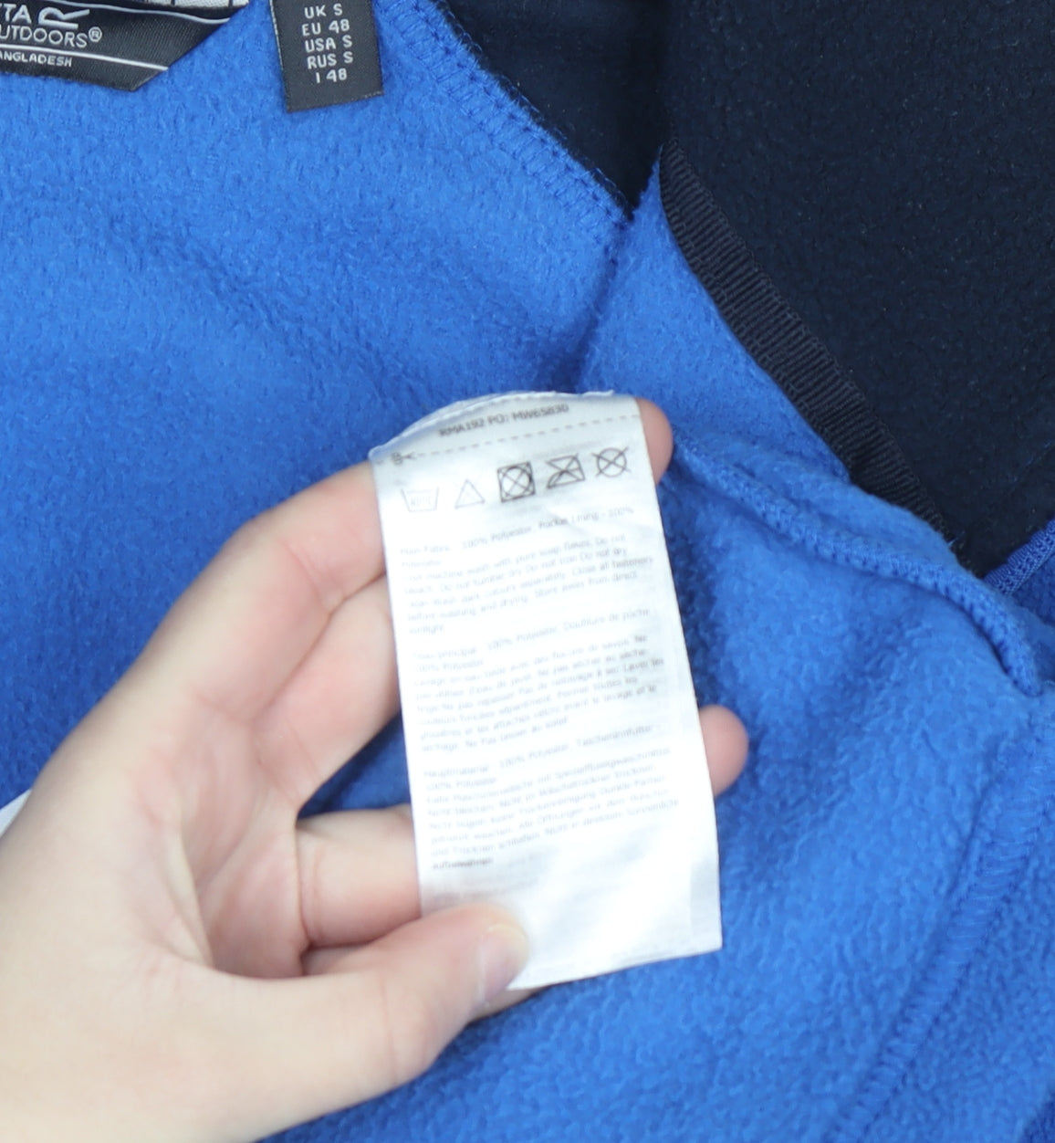 Regatta Mens Blue Full Zip Fleece Sweatshirt Small Outdoor