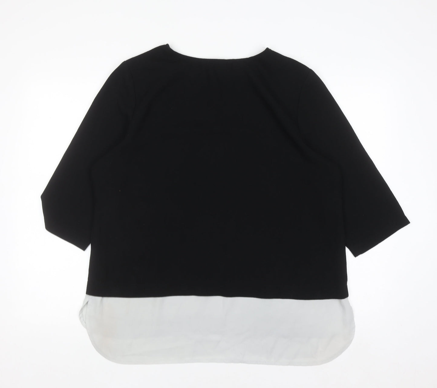 Atmosphere Women’s Black Tunic Blouse 3/4 Sleeve Zip Detail Size 18