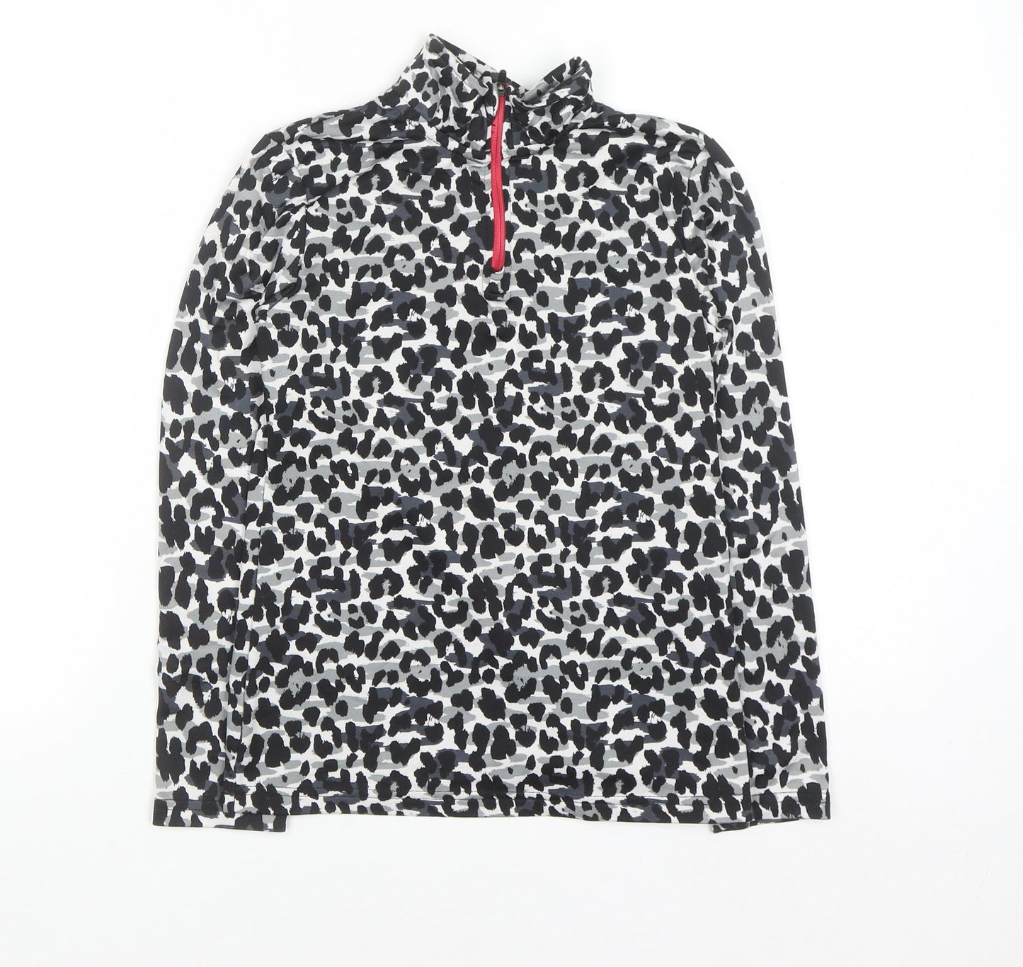 Crivit Girls Grey Animal Print 1/4 Zip Active Sweatshirt 10 Years
