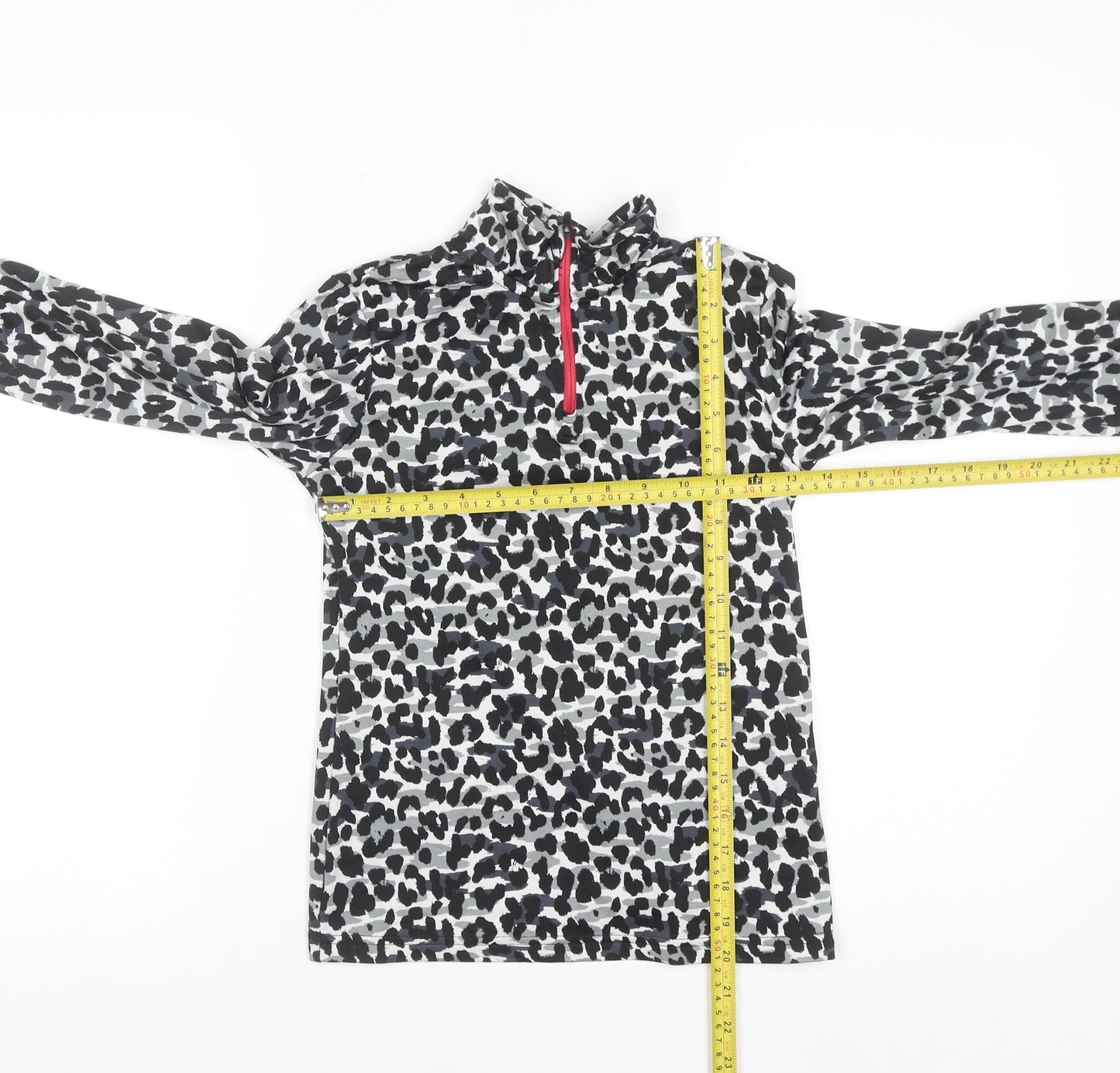 Crivit Girls Grey Animal Print 1/4 Zip Active Sweatshirt 10 Years