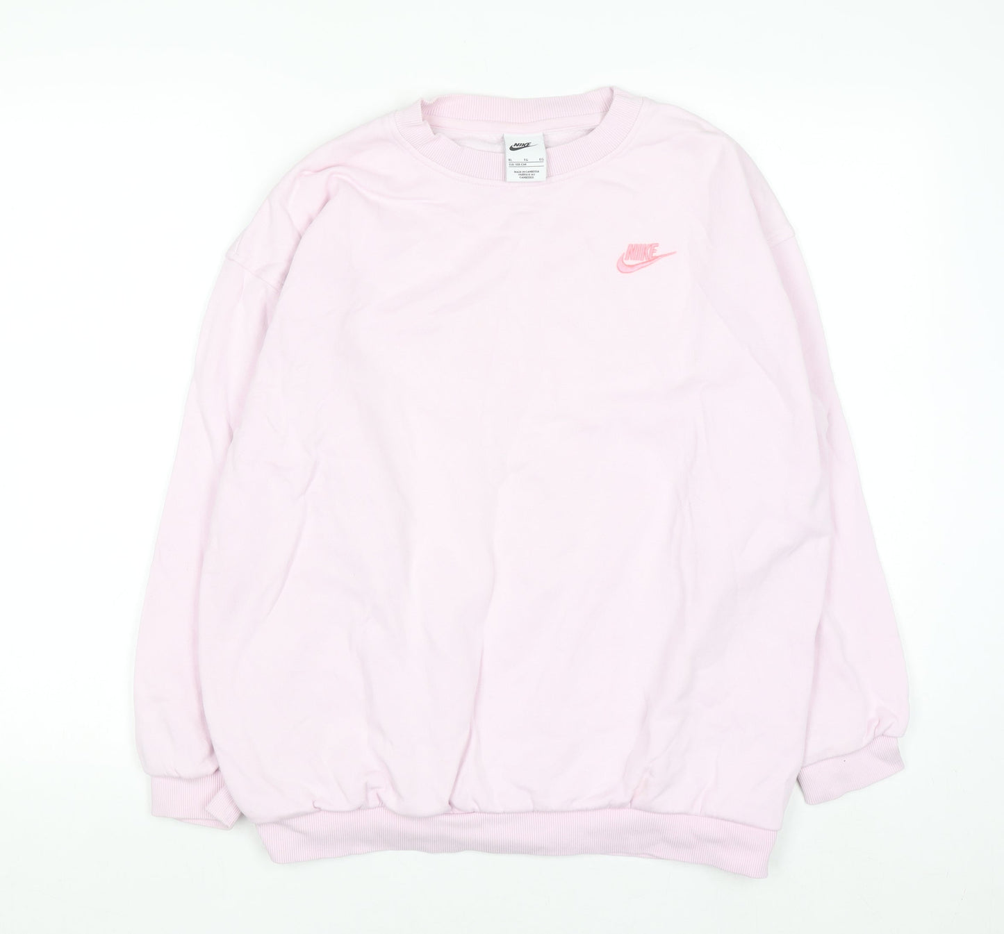 Nike Women's Pink Logo Crew Neck Pullover Sweatshirt XL