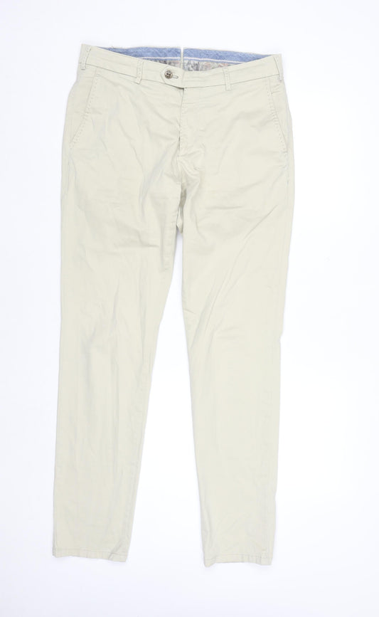 MMX Mens Beige Chino Trousers Size 32x34 Regular Fit Cotton