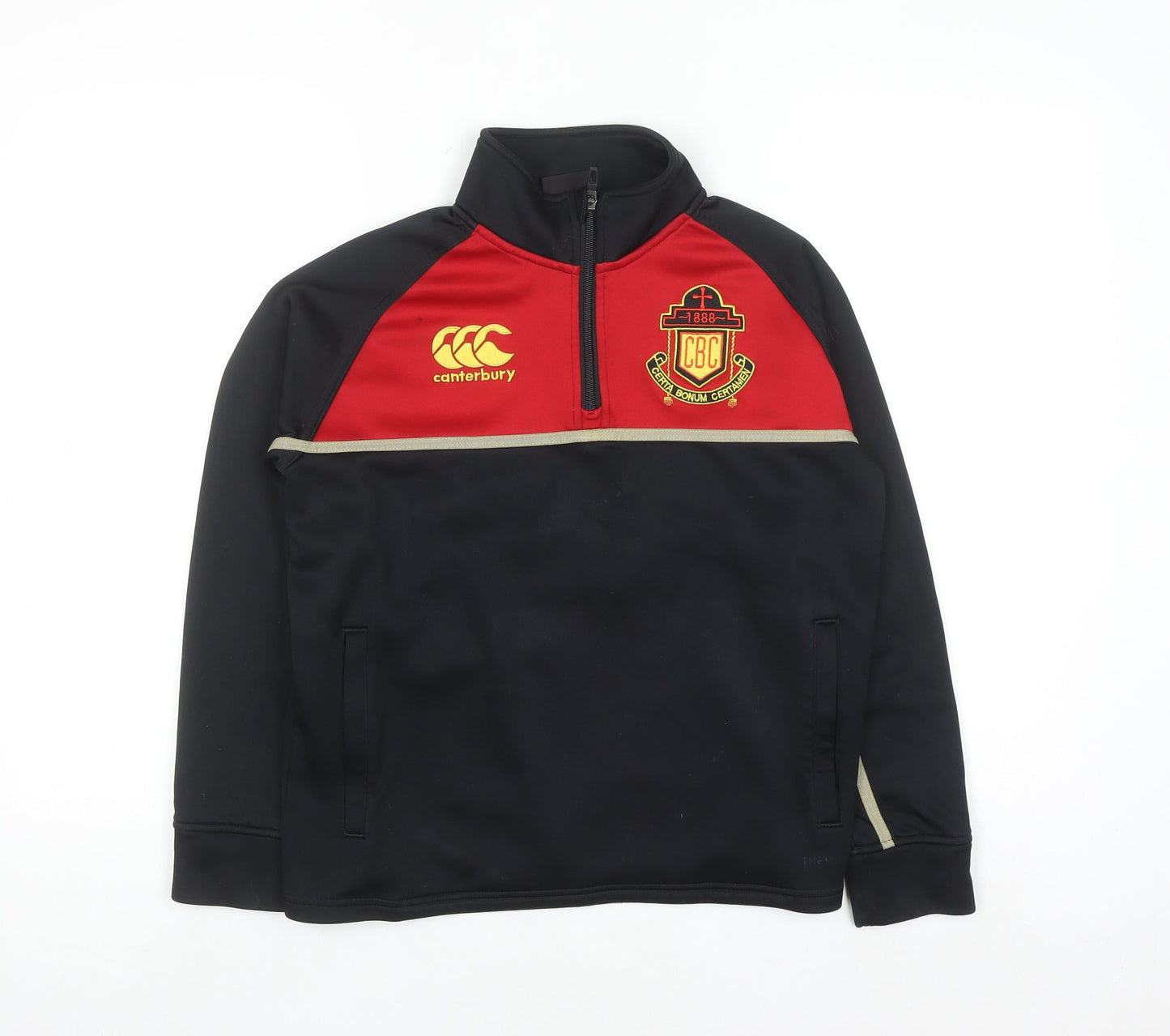 Canterbury Boys Black 12 Years 1/4 Zip Fleece Rugby Sweatshirt