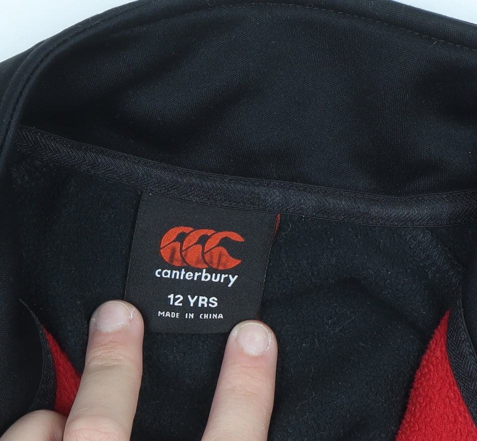 Canterbury Boys Black 12 Years 1/4 Zip Fleece Rugby Sweatshirt