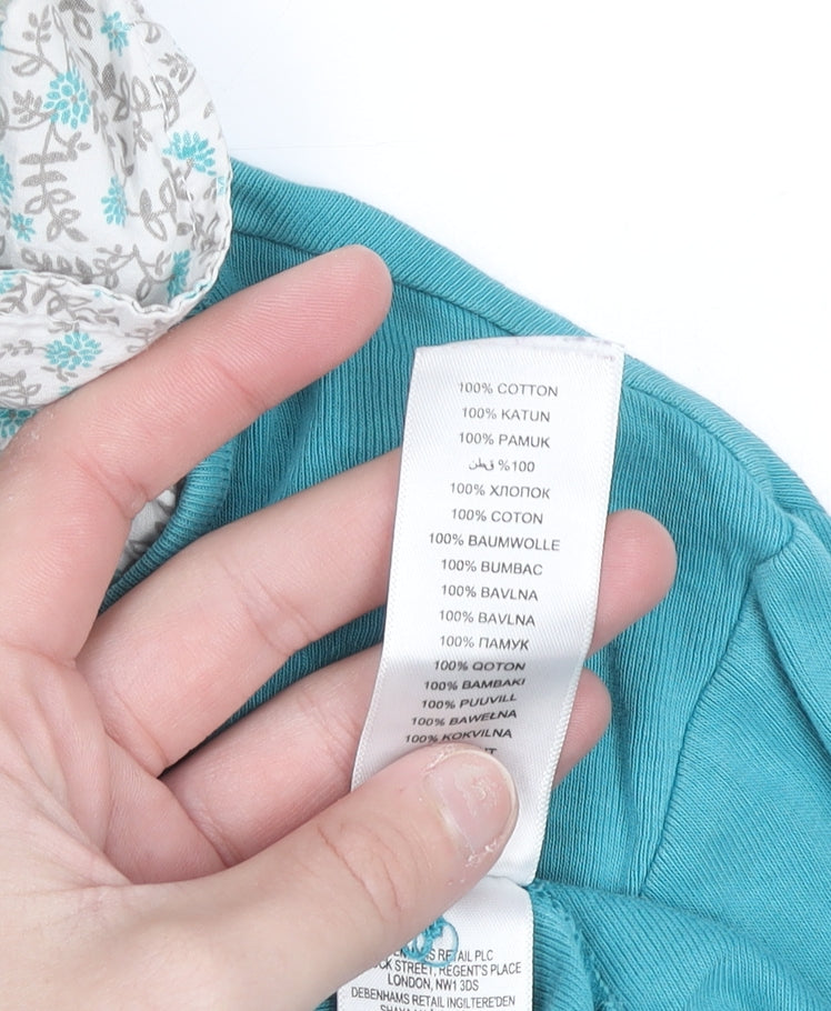 Maine New England Women's Blue 3/4 Sleeve Cotton Button-Up Top Size 18
