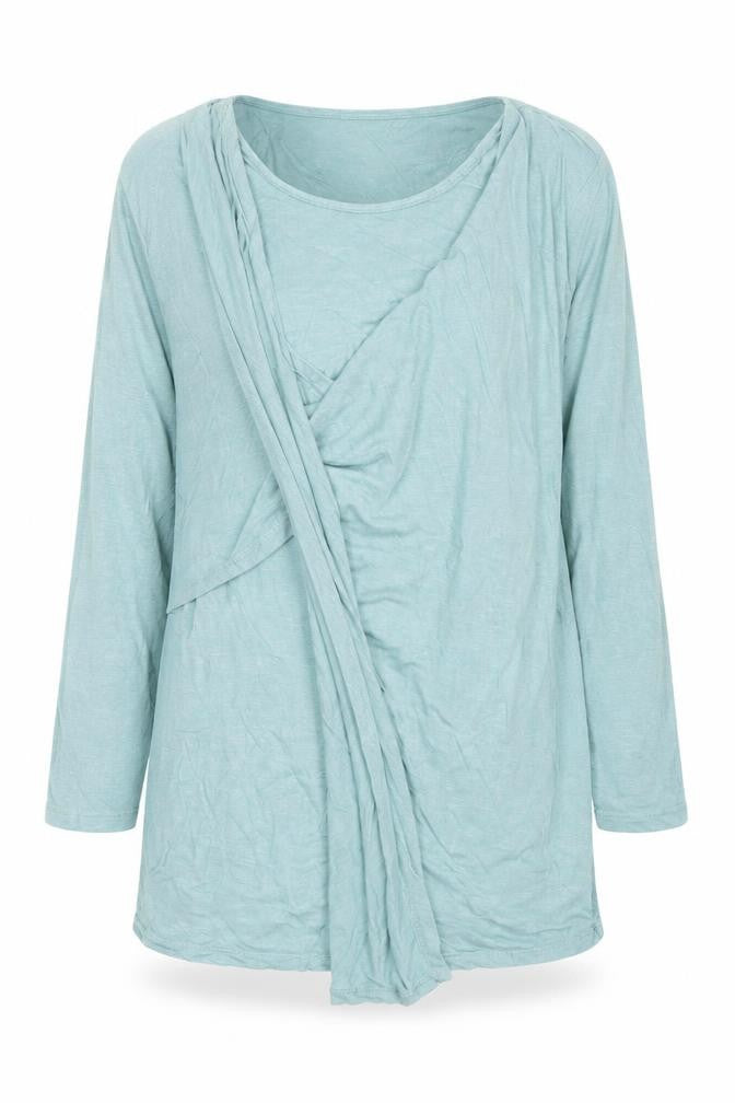Seraphine Women Blue Wrap Maternity Blouse Size S