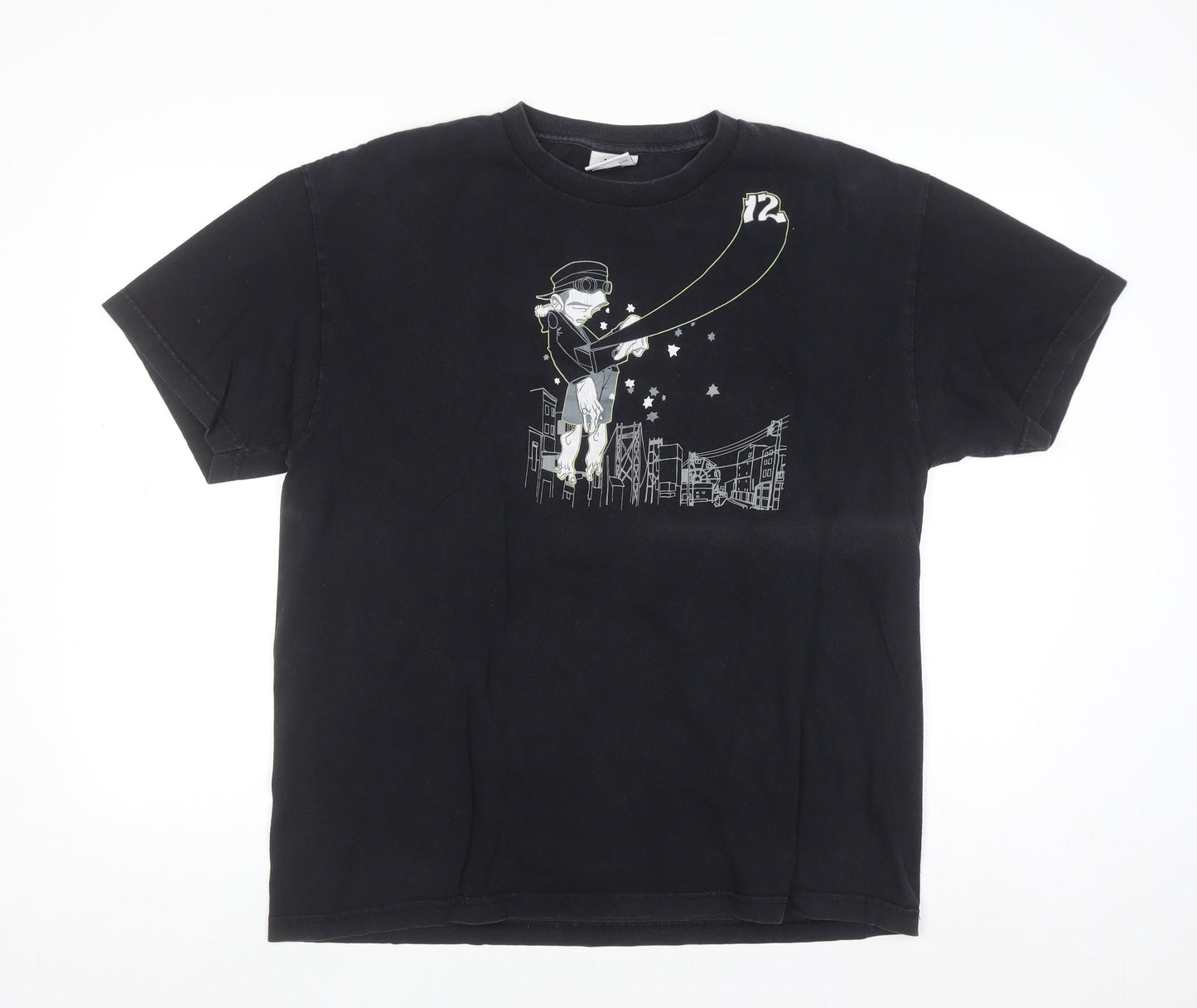 12 Grain Mens Black L Graphic Art Cotton Crew Neck T-Shirt