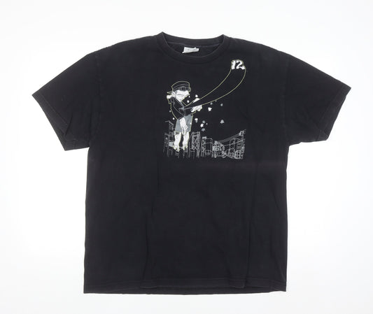 12 Grain Mens Black L Graphic Art Cotton Crew Neck T-Shirt