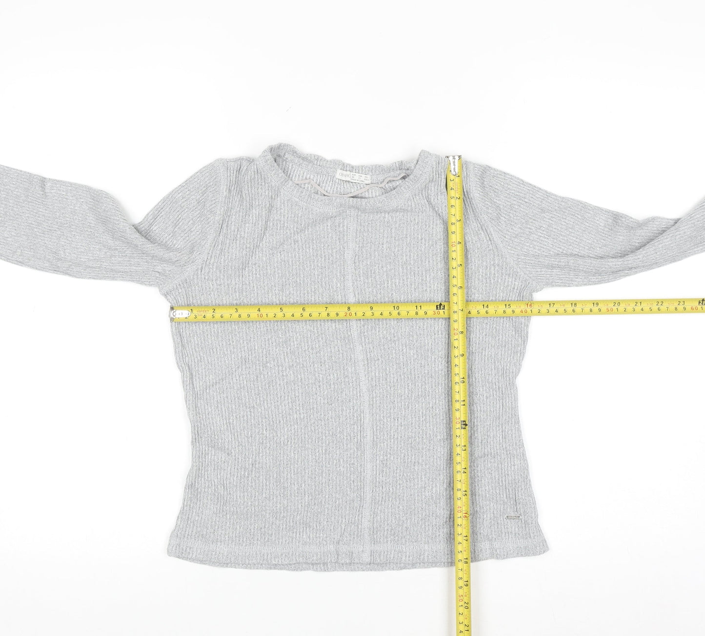 Oysho Women Grey Knit Long Sleeve Crew Neck Pullover Jumper XS
