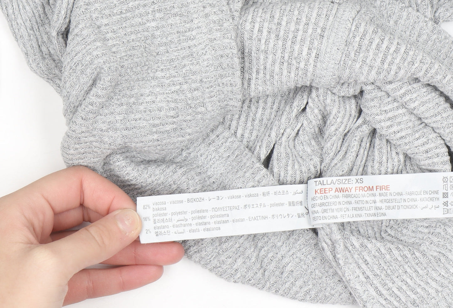 Oysho Women Grey Knit Long Sleeve Crew Neck Pullover Jumper XS