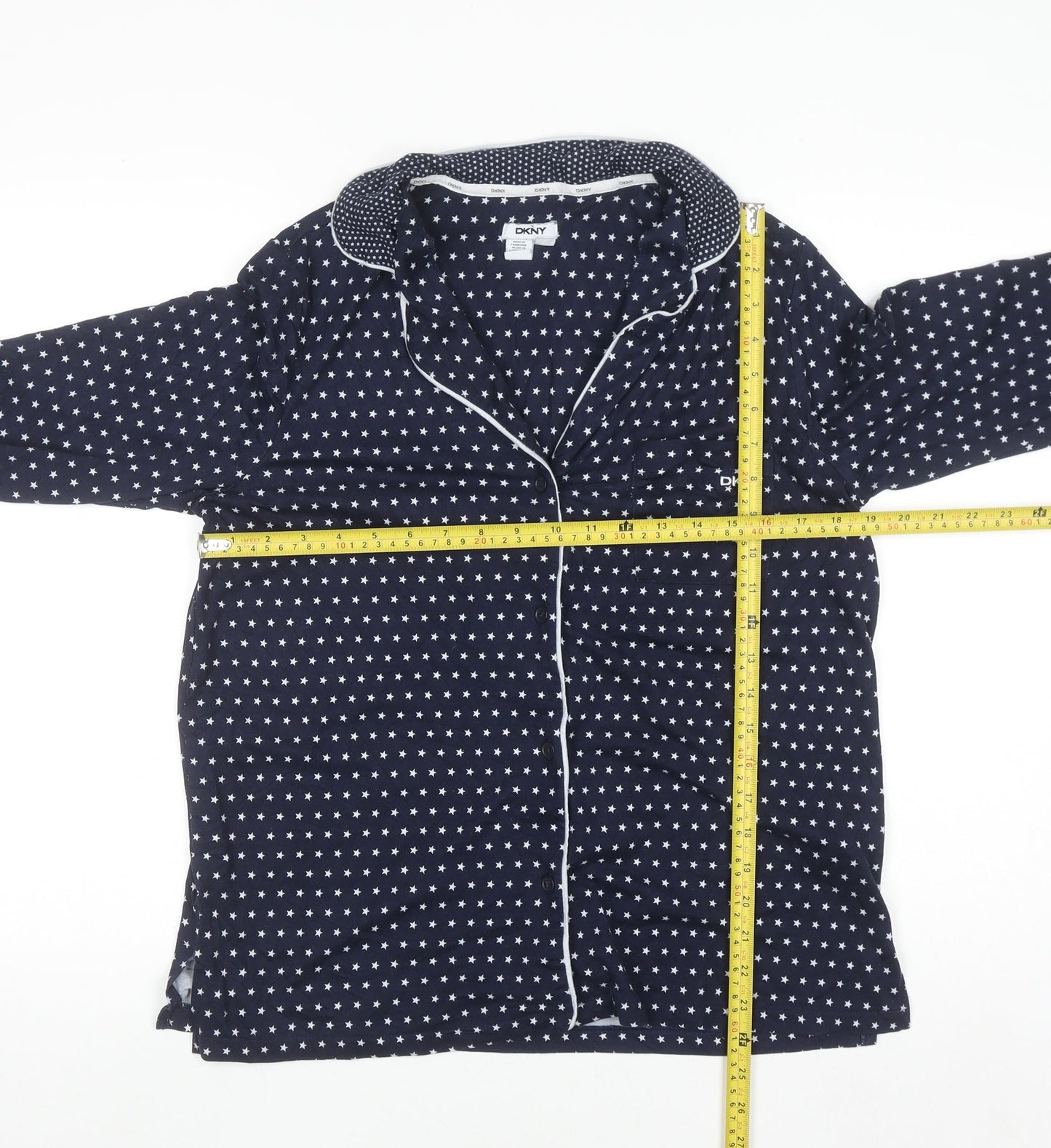DKNY Women's Blue Star Print Long Sleeve Pyjama Top Size M