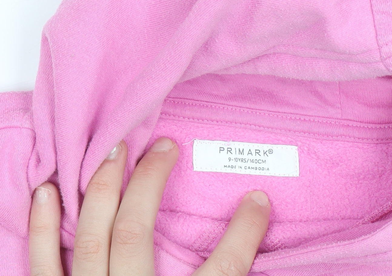 Primark Girls Pink Pullover Hoodie 9-10 Years Cotton Blend Fleece