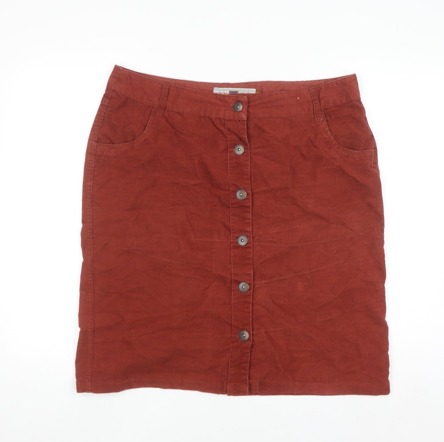 TU Women’s Brown Corduroy Button Front Knee Length Skirt Size 16