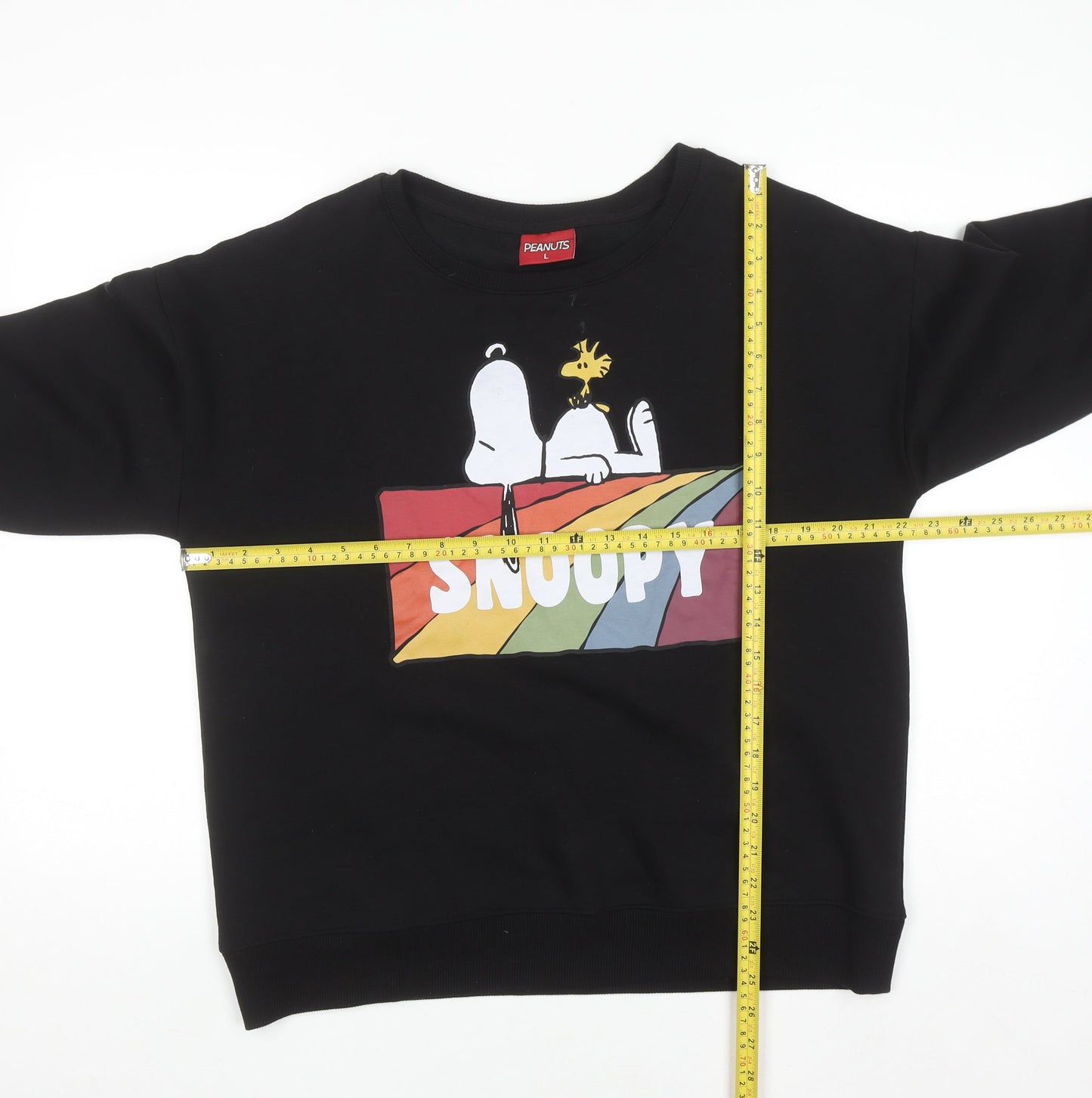 Peanuts Men’s Black Snoopy Graphic Pullover Sweatshirt L