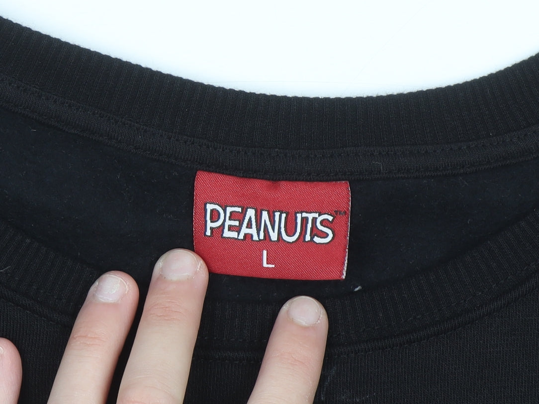 Peanuts Men’s Black Snoopy Graphic Pullover Sweatshirt L