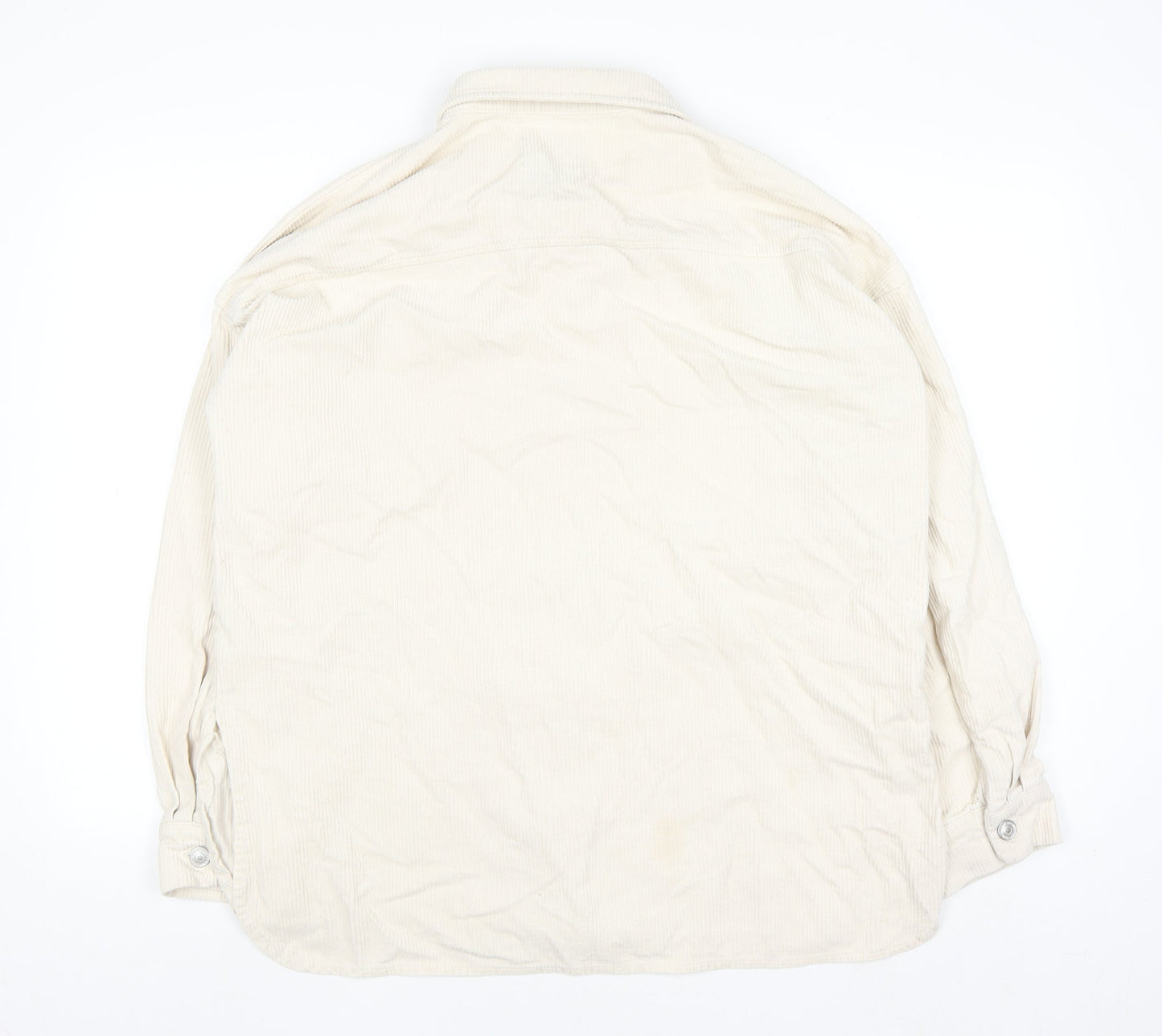 Primark Womens Ivory Corduroy Button-Up Shirt Size 16