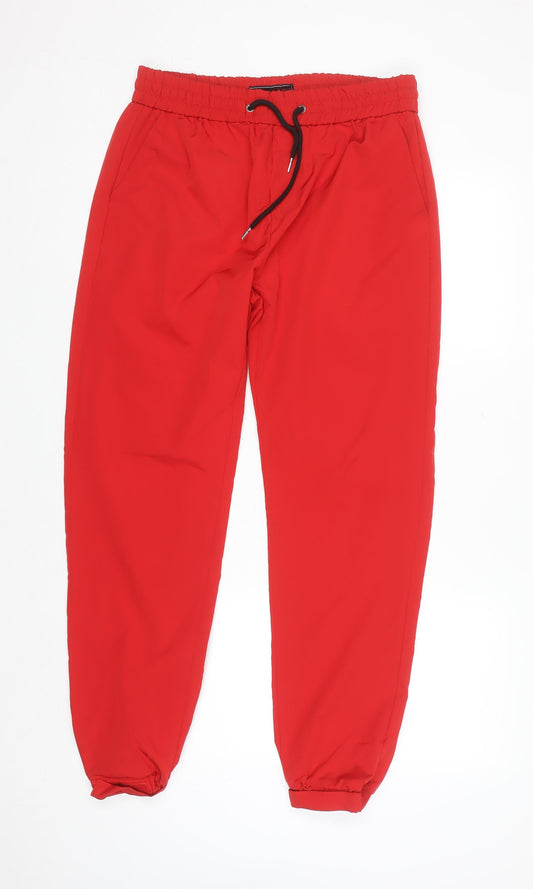 Liquor N Poker Men's Red Jogger Trousers M Elastic Waist