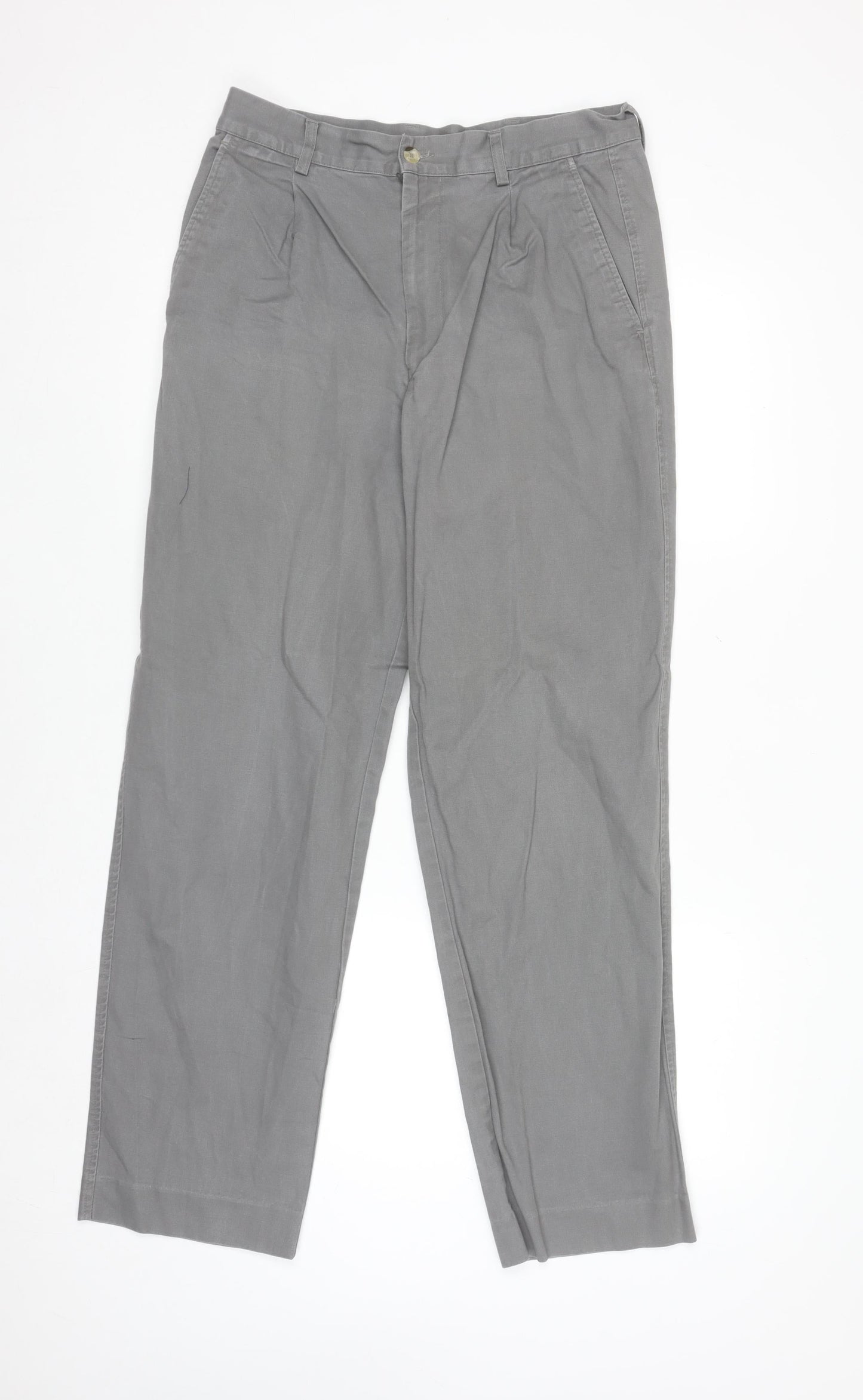Original Khaki Co. Men's Grey Chino Trousers W32 L31 Cotton