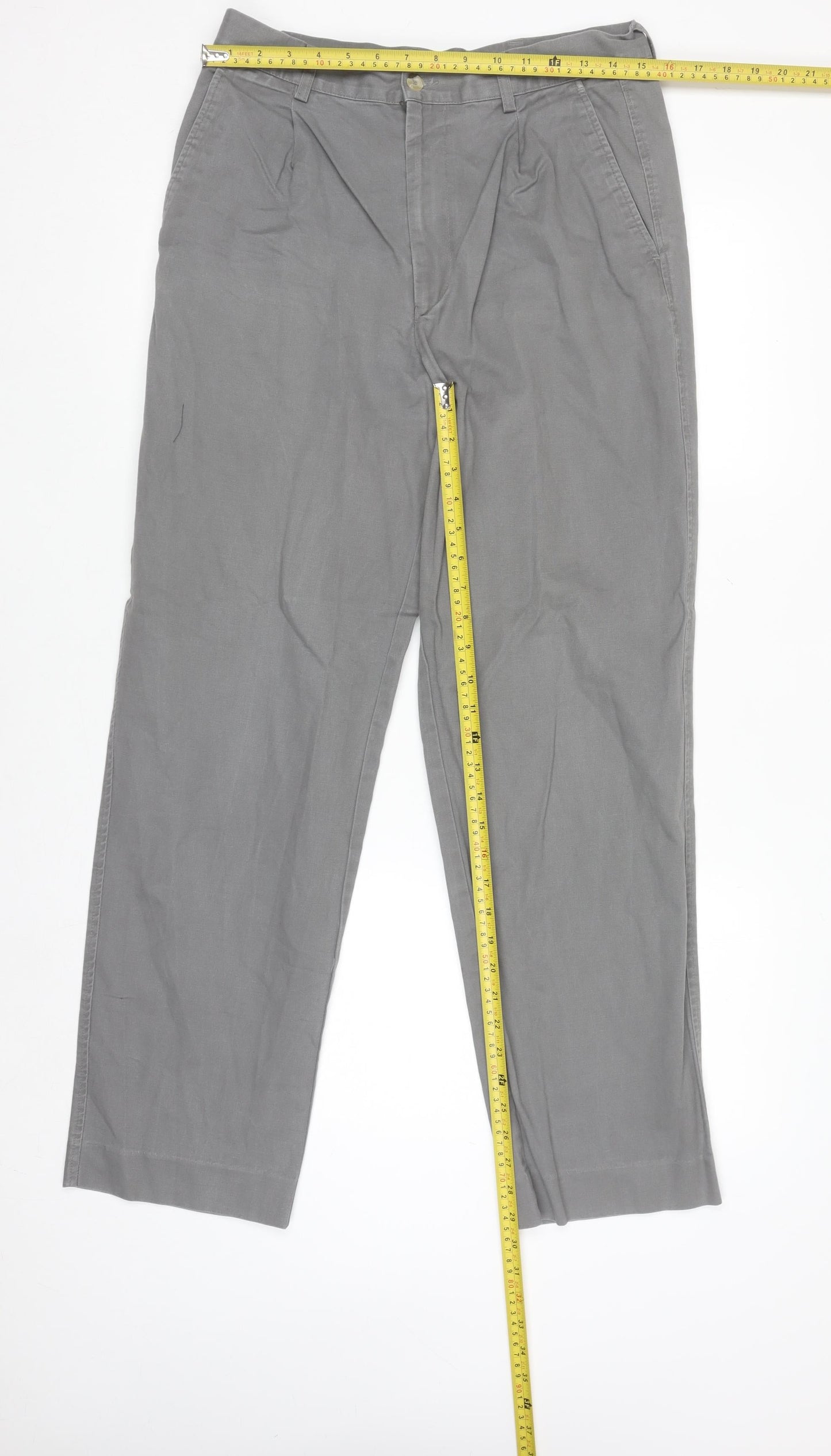 Original Khaki Co. Men's Grey Chino Trousers W32 L31 Cotton