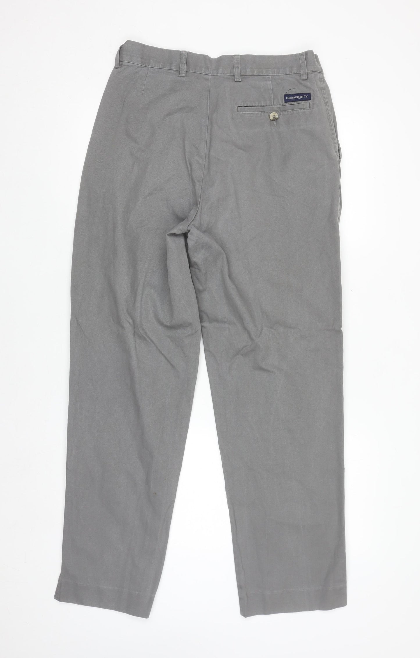 Original Khaki Co. Men's Grey Chino Trousers W32 L31 Cotton
