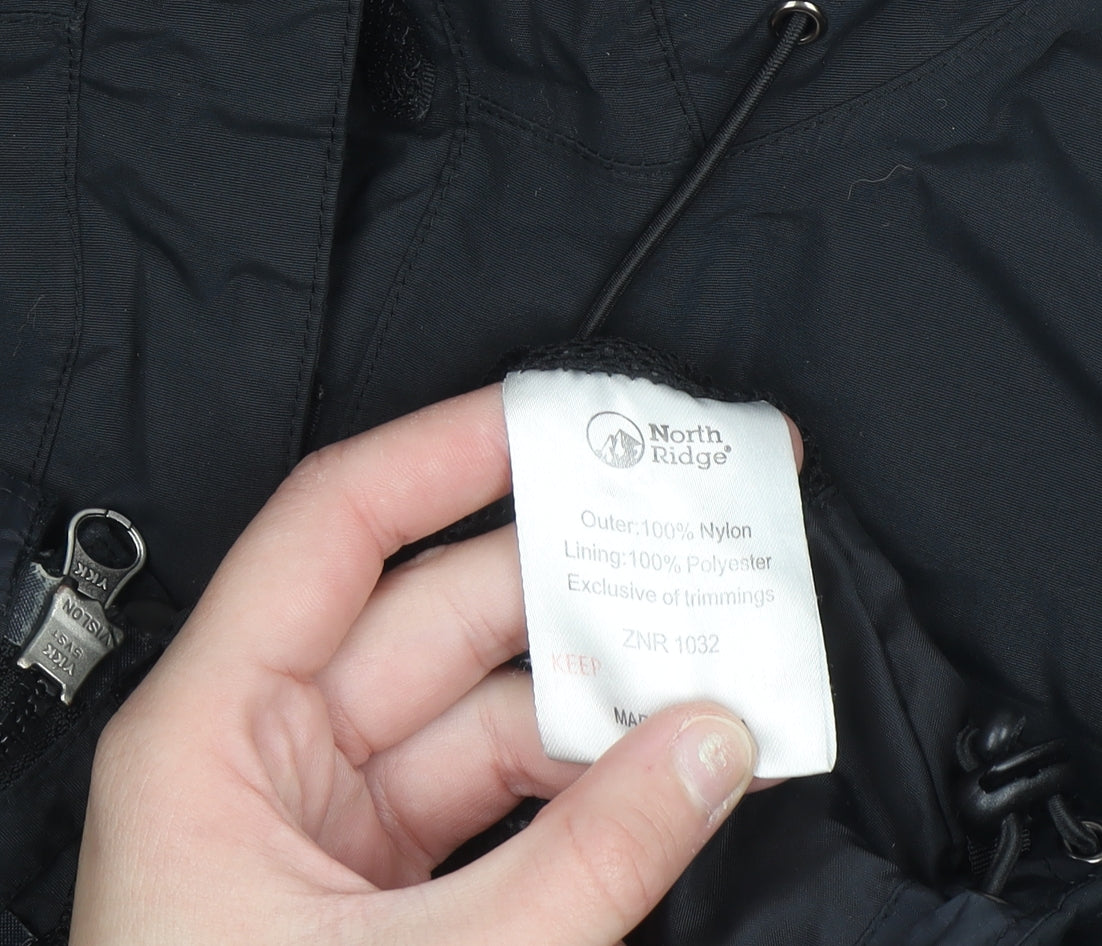 North Ridge Women's Black Hooded Parka Jacket Size 10 Waterproof