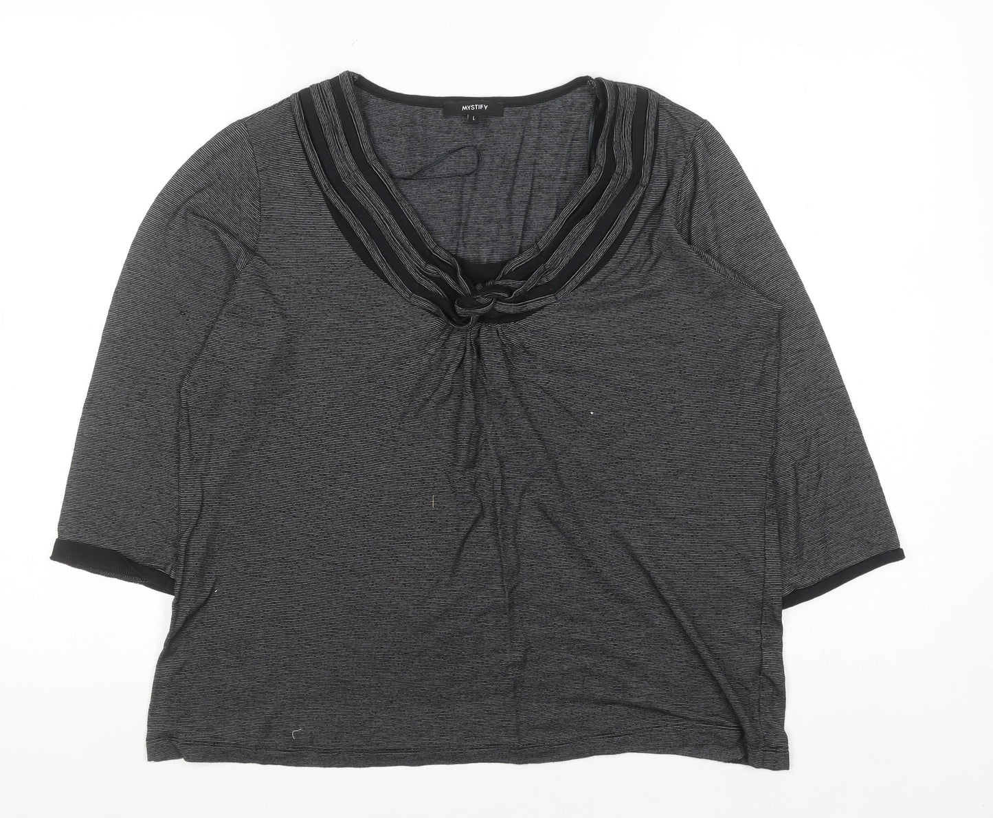 Mystify Women's Grey 3/4 Sleeve V-Neck Tunic Blouse Size L