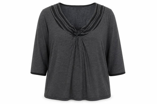 Mystify Women's Grey 3/4 Sleeve V-Neck Tunic Blouse Size L