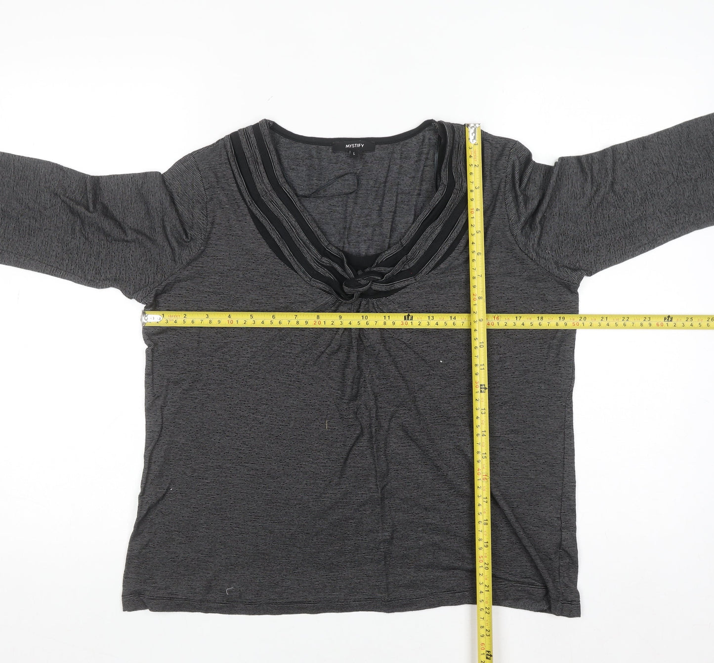 Mystify Women's Grey 3/4 Sleeve V-Neck Tunic Blouse Size L