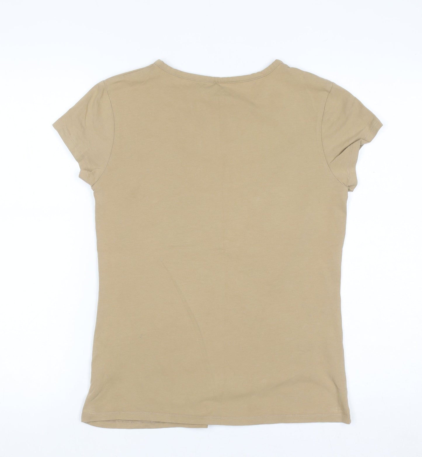 Atmosphere Women Beige Basic Short Sleeve Henley T-Shirt Size 16