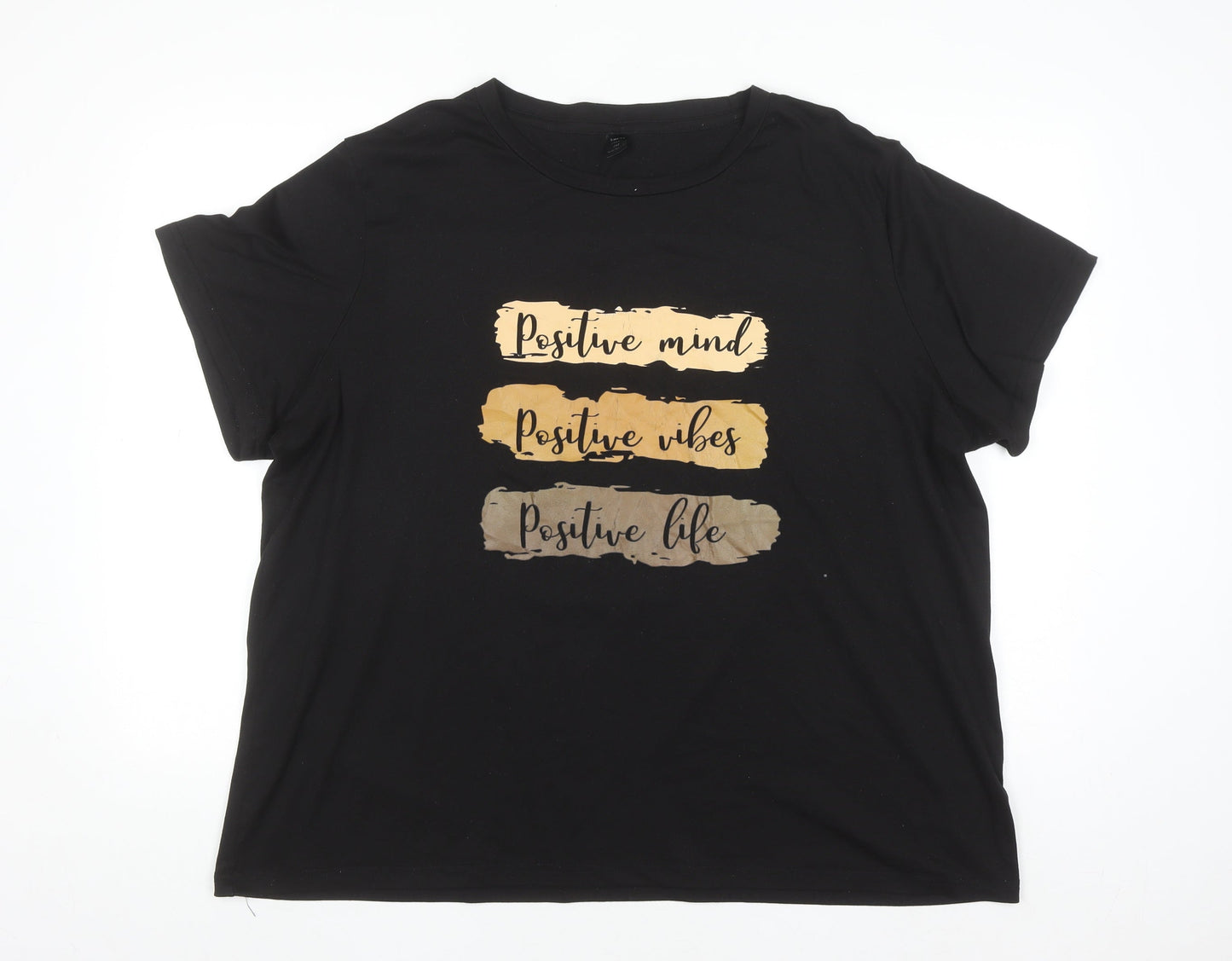 SHEIN Curve Women's Black 2XL Positive Quote Short Sleeve Cotton T-Shirt