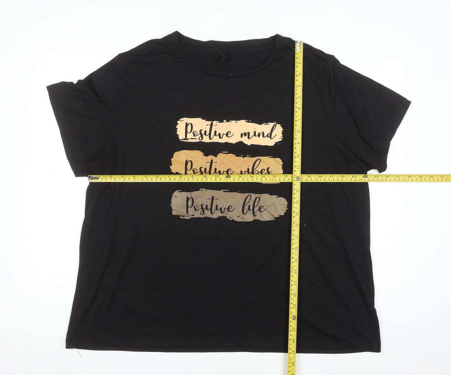 SHEIN Curve Women's Black 2XL Positive Quote Short Sleeve Cotton T-Shirt