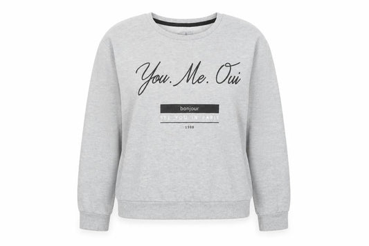 Atmosphere Women's Grey 'You.Me.Oui' Slogan Pullover Sweatshirt Size 16