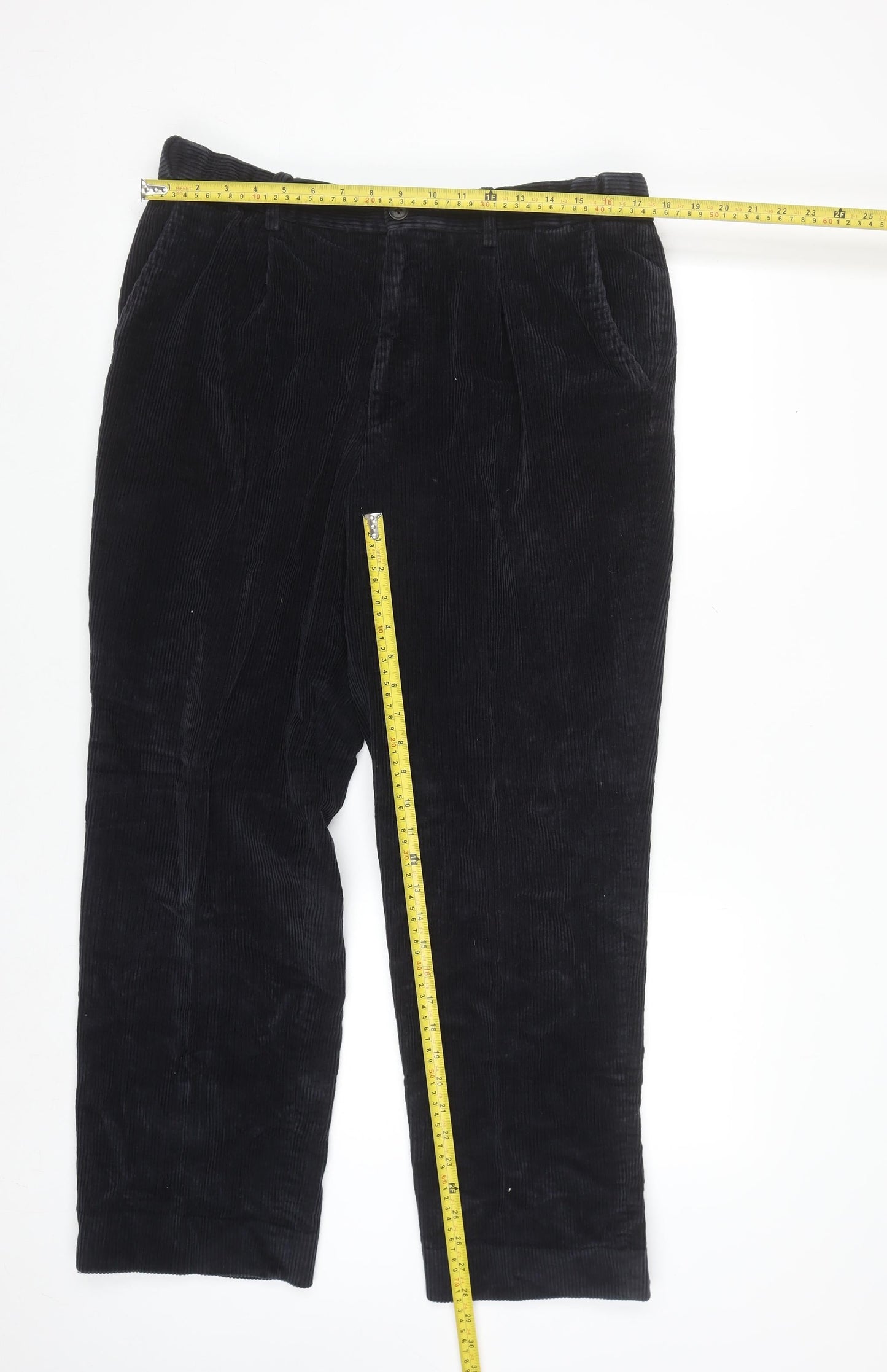 Maine New England Men's Black Corduroy Trousers 36R Regular Fit