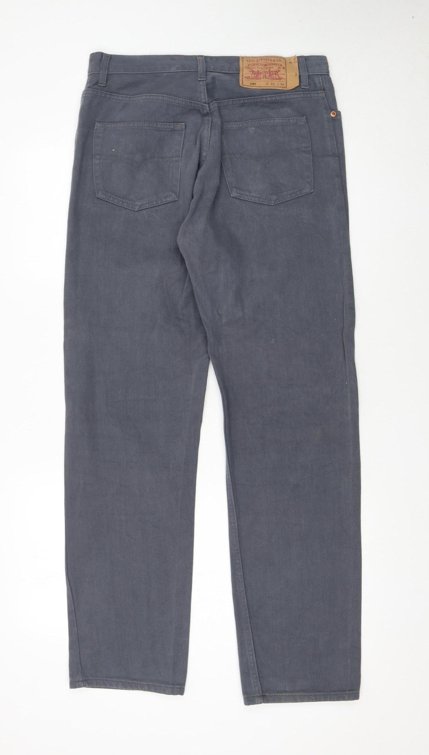 Levi Strauss 501 Men's Grey Jeans 33x36 Straight Leg Denim