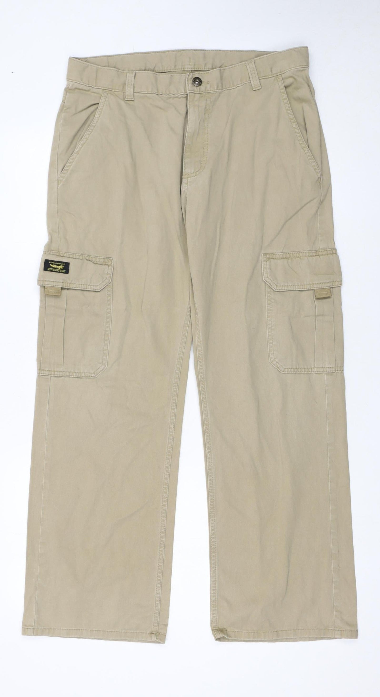 Wrangler Boys Beige Cargo Trousers 16 Husky 100% Cotton Twill Pants
