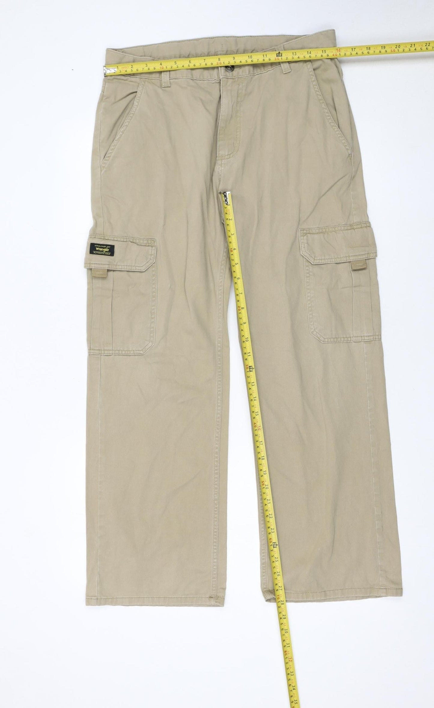 Wrangler Boys Beige Cargo Trousers 16 Husky 100% Cotton Twill Pants