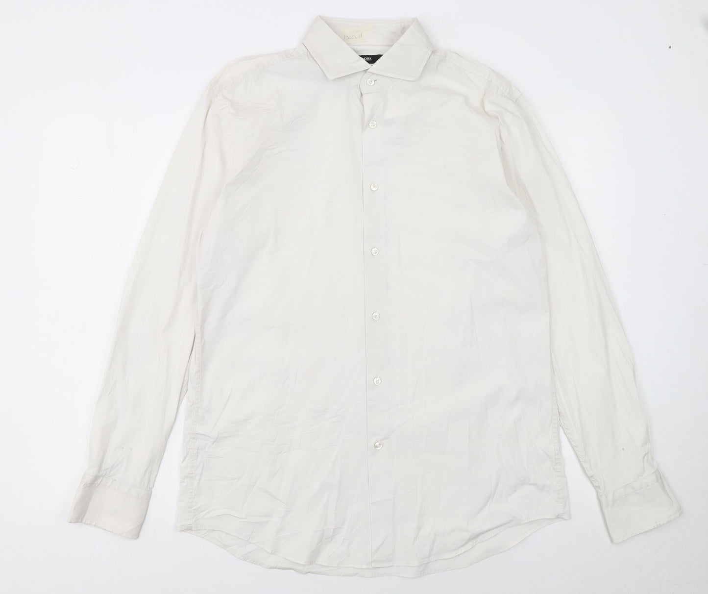 Hugo Boss Men's White Slim Fit Long Sleeve Button-Up Shirt Size 16