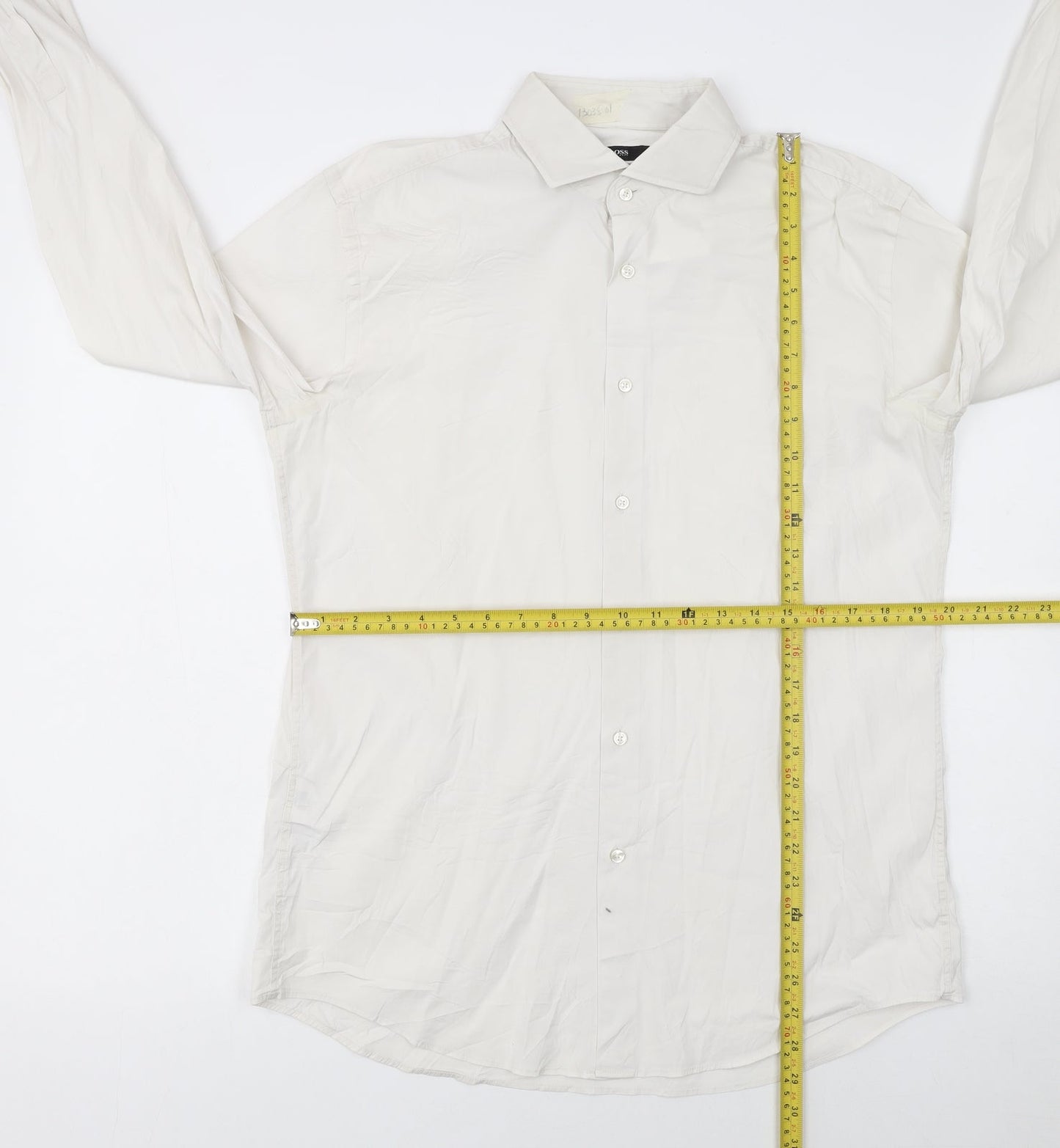 Hugo Boss Men's White Slim Fit Long Sleeve Button-Up Shirt Size 16