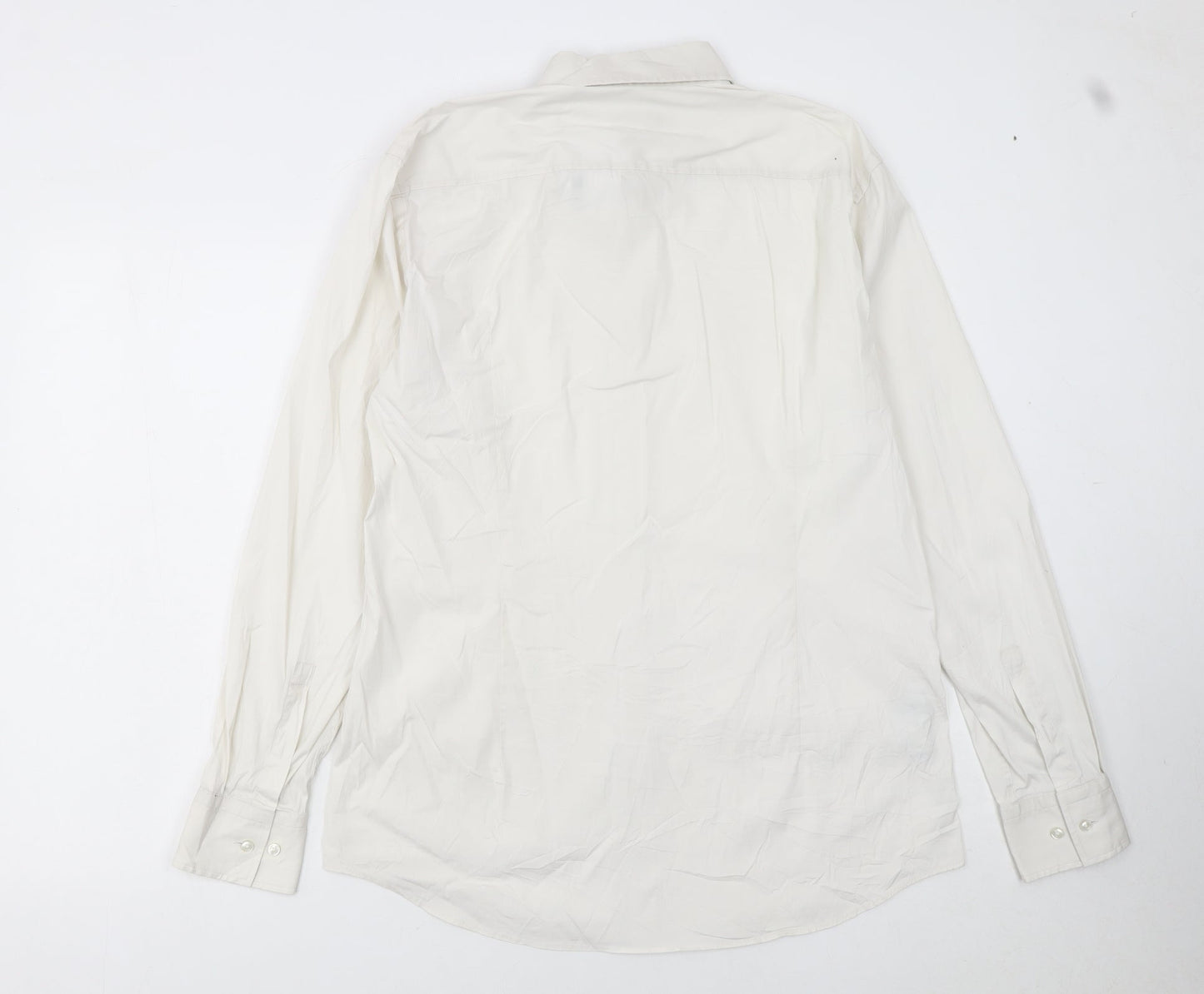 Hugo Boss Men's White Slim Fit Long Sleeve Button-Up Shirt Size 16