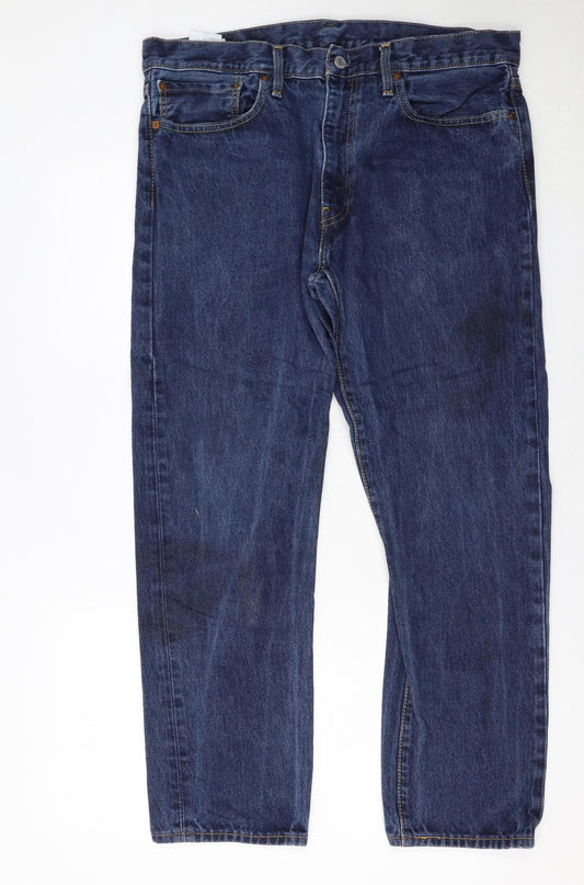 Levi Strauss Men's Blue 36x34 Regular Fit Straight Denim Jeans