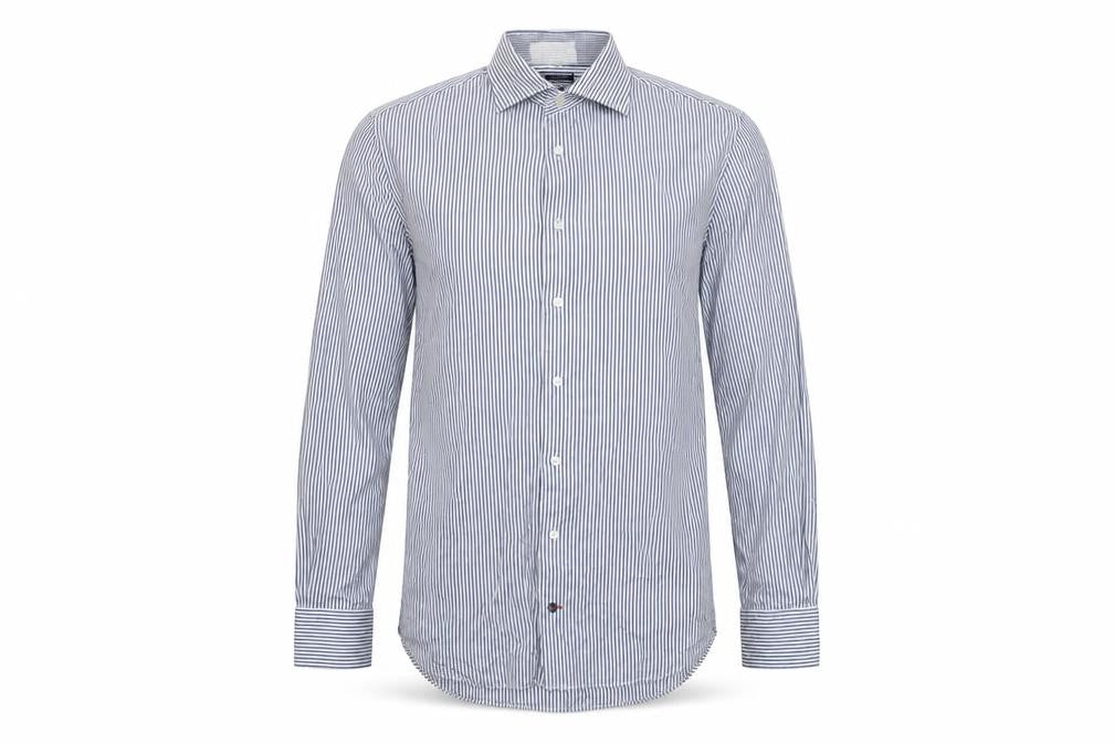 Tommy Hilfiger Men's Blue Striped Slim Fit Button-Up Shirt Size 15.75