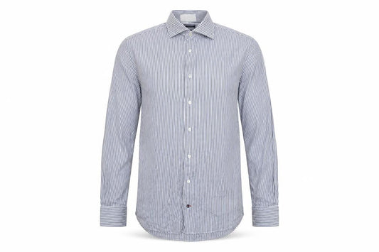 Tommy Hilfiger Men's Blue Striped Slim Fit Button-Up Shirt Size 15.75