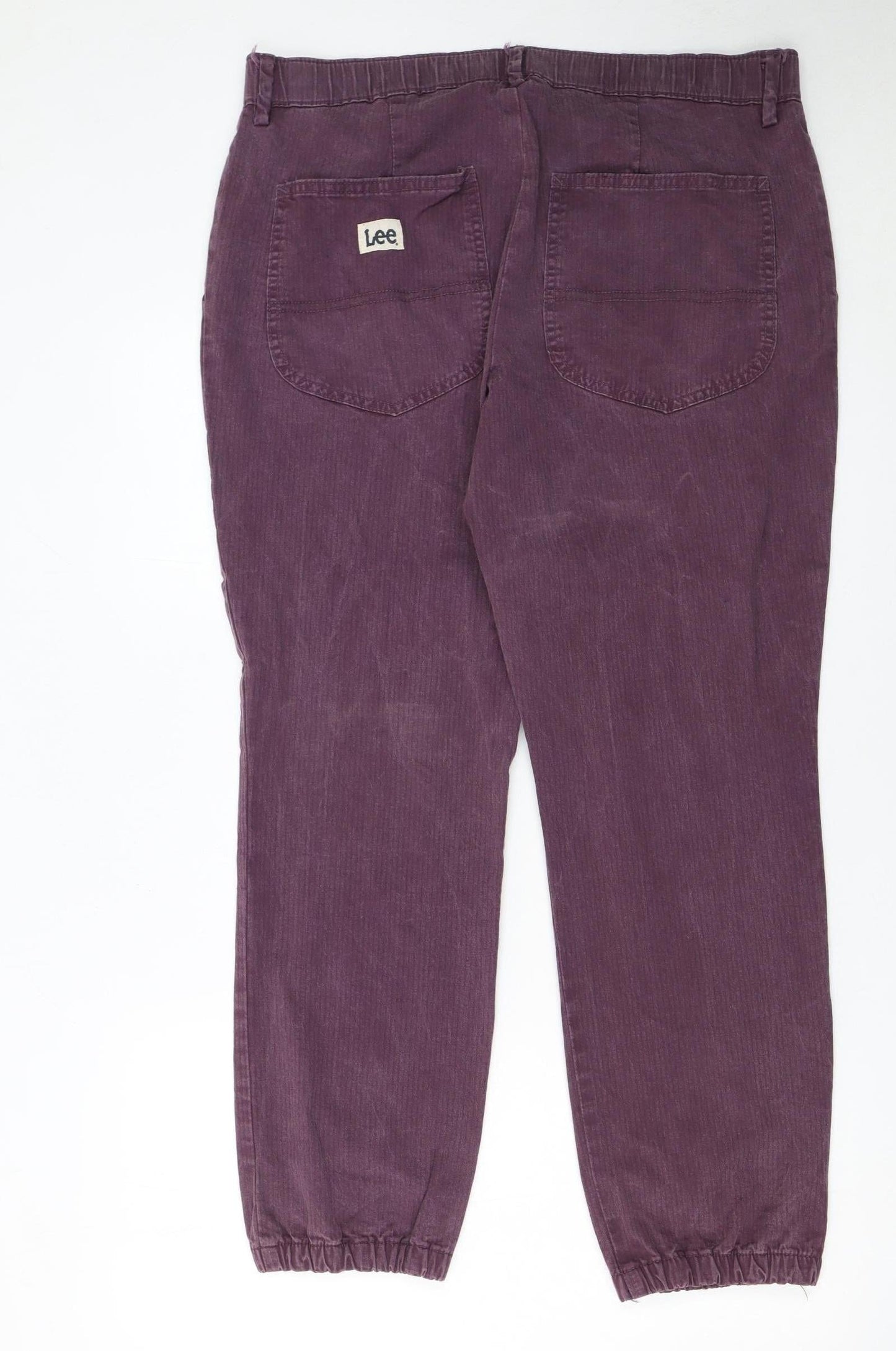 Lee Women's Purple Corduroy Tapered Leg Regular Fit Trousers Size 14