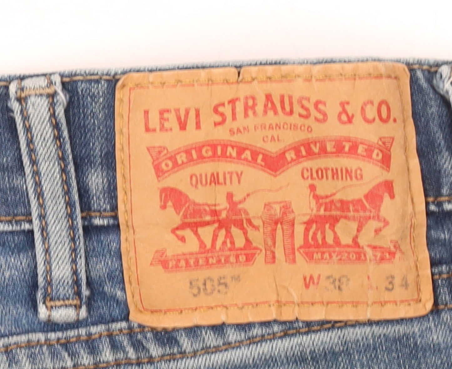 Levi's Men's Blue 505 Regular Fit Straight Leg Jeans W38 L34