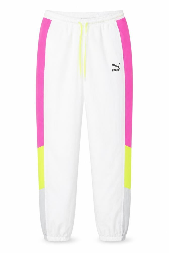 Puma Womens White Pink Colourblock Jogger Trousers Size S