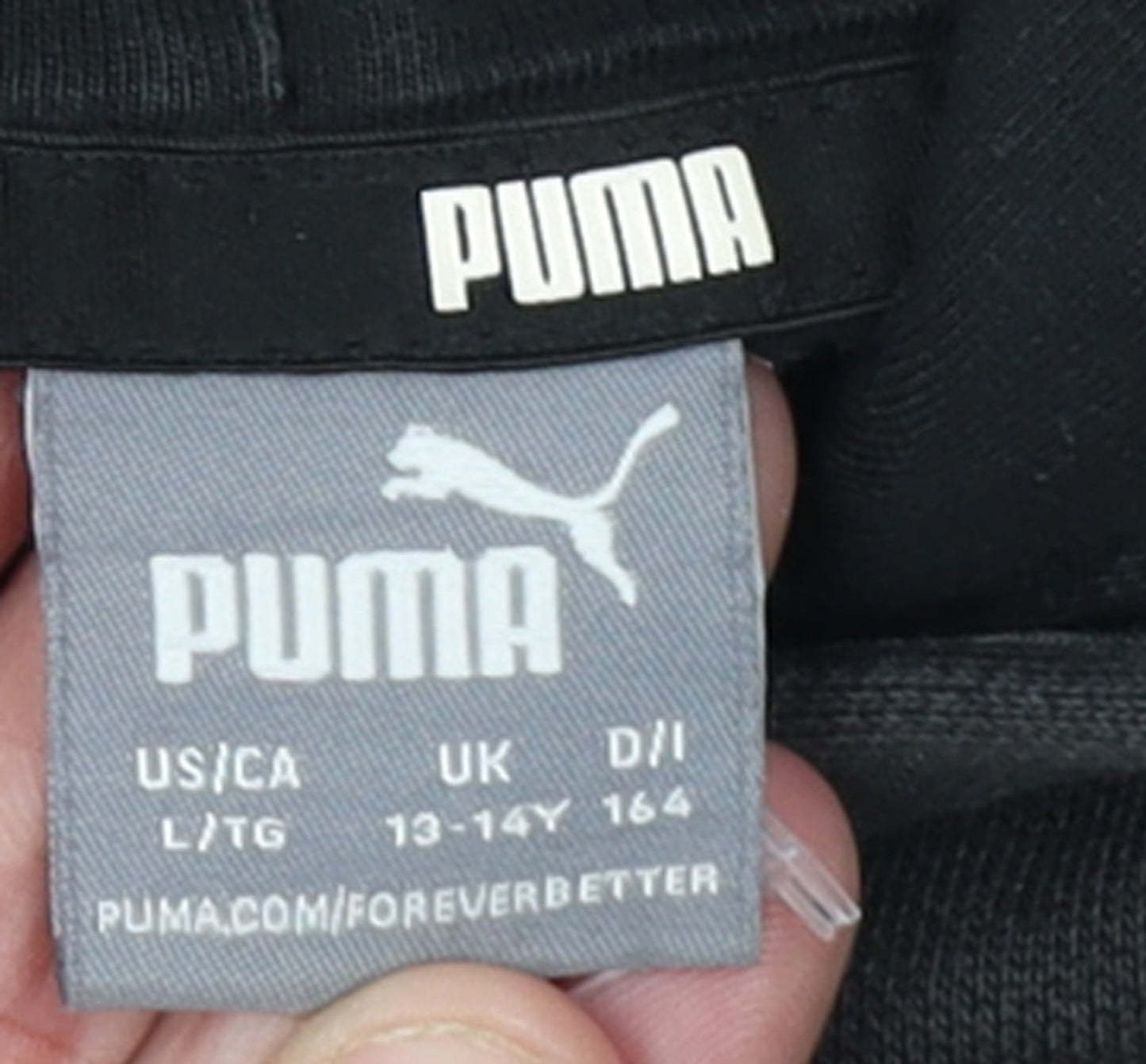Puma Boys Black Hoodie Size 13-14 Years Pullover Cotton Blend Fleece
