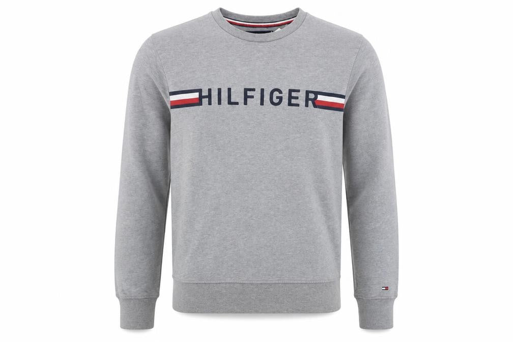 Tommy Hilfiger Men's Grey Logo Crew Neck Sweatshirt S