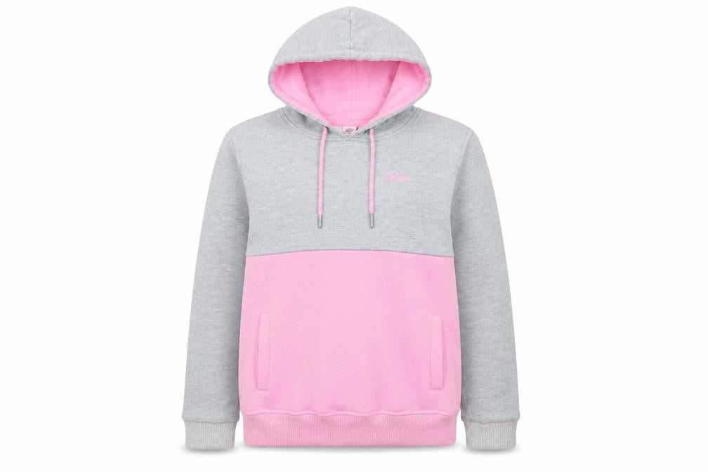 Lee Cooper Women Grey Pink Pullover Hoodie Size 12 Colourblock